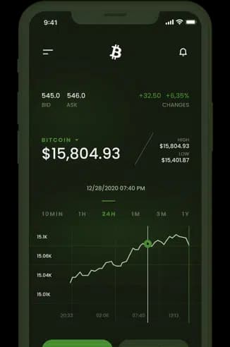 Illustration of a mobile Bitcoin chart